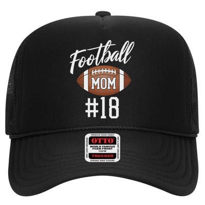 Football Mom 18 Funny Mother Woman Touchdown Girl Son Game High Crown Mesh Back Trucker Hat