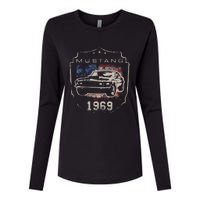 F.O.R.D. M.U.S.T.A.N.G 1969 Flag Womens Cotton Relaxed Long Sleeve T-Shirt