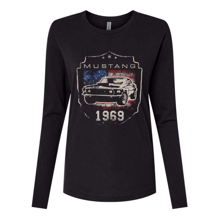 F.O.R.D. M.U.S.T.A.N.G 1969 Flag Womens Cotton Relaxed Long Sleeve T-Shirt