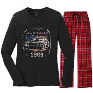 F.O.R.D. M.U.S.T.A.N.G 1969 Flag Women's Long Sleeve Flannel Pajama Set 