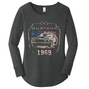 F.O.R.D. M.U.S.T.A.N.G 1969 Flag Women's Perfect Tri Tunic Long Sleeve Shirt