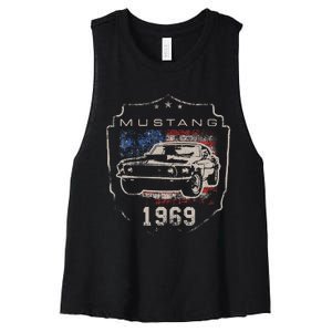 F.O.R.D. M.U.S.T.A.N.G 1969 Flag Women's Racerback Cropped Tank