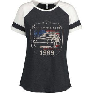 F.O.R.D. M.U.S.T.A.N.G 1969 Flag Enza Ladies Jersey Colorblock Tee