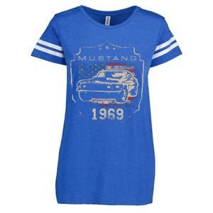 F.O.R.D. M.U.S.T.A.N.G 1969 Flag Enza Ladies Jersey Football T-Shirt