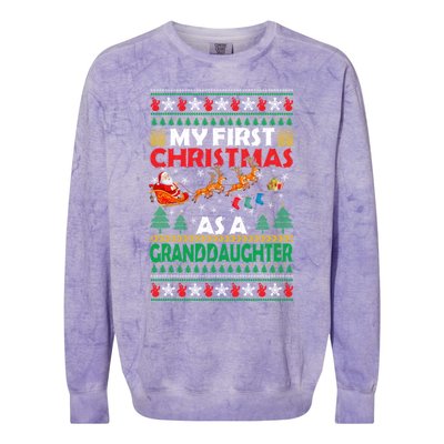 Family My 1st First Christmas As A Granddaughter Ugly Xmas Gift Colorblast Crewneck Sweatshirt