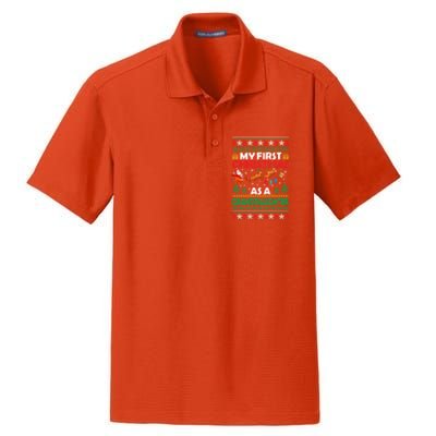 Family My 1st First Christmas As A Granddaughter Ugly Xmas Gift Dry Zone Grid Polo