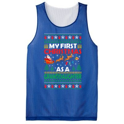 Family My 1st First Christmas As A Granddaughter Ugly Xmas Gift Mesh Reversible Basketball Jersey Tank