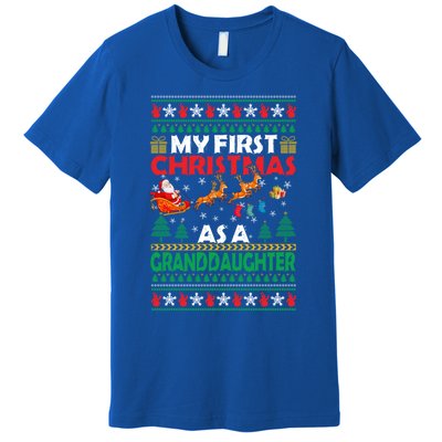 Family My 1st First Christmas As A Granddaughter Ugly Xmas Gift Premium T-Shirt