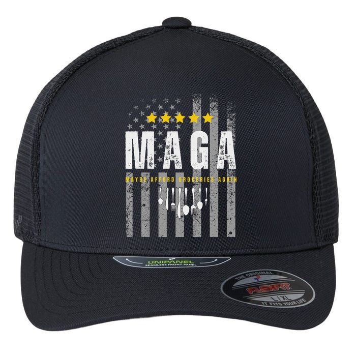 Funny Maga 2024 Maga Maybe Afford Groceries Again Flexfit Unipanel Trucker Cap