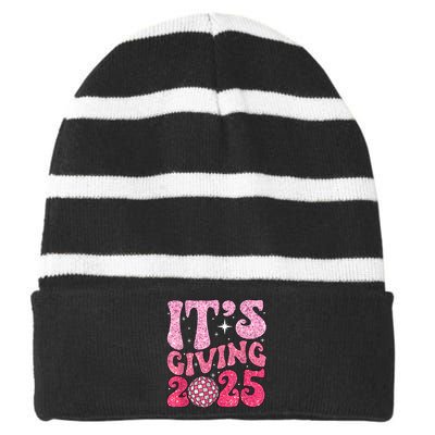 Family Matching 2025 Happy New Year Its Giving 2025 Party Gift Striped Beanie with Solid Band