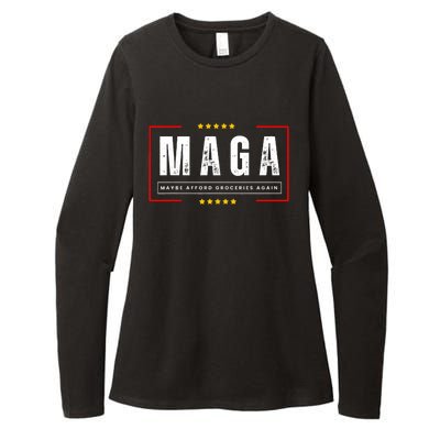 Funny Maga 2024 Maga Maybe Afford Groceries Again Womens CVC Long Sleeve Shirt