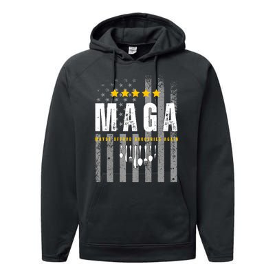 Funny Maga 2024 Maga Maybe Afford Groceries Again Pro Trump Performance Fleece Hoodie