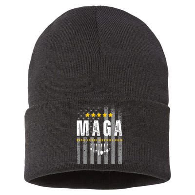 Funny Maga 2024 Maga Maybe Afford Groceries Again Pro Trump Sustainable Knit Beanie