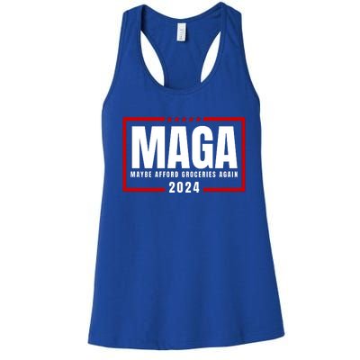 Funny Maga 2024 Maga Maybe Afford Groceries Again Women's Racerback Tank