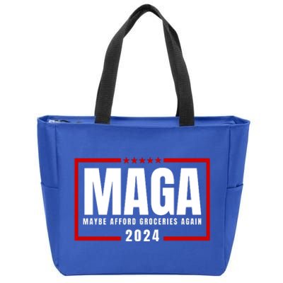 Funny Maga 2024 Maga Maybe Afford Groceries Again Zip Tote Bag