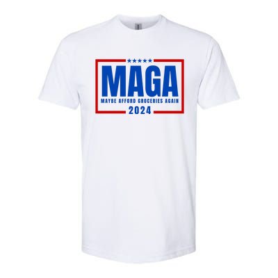 Funny Maga 2024 Maga Maybe Afford Groceries Again Softstyle® CVC T-Shirt