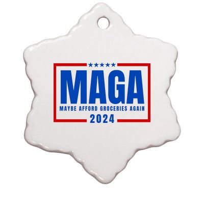 Funny Maga 2024 Maga Maybe Afford Groceries Again Ceramic Star Ornament