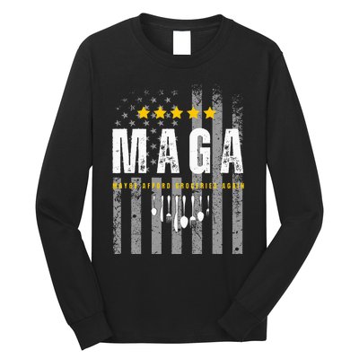 Funny Maga 2024 Maga Maybe Afford Groceries Again Long Sleeve Shirt