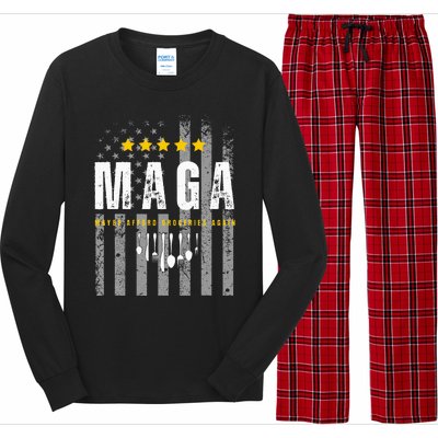 Funny Maga 2024 Maga Maybe Afford Groceries Again Long Sleeve Pajama Set