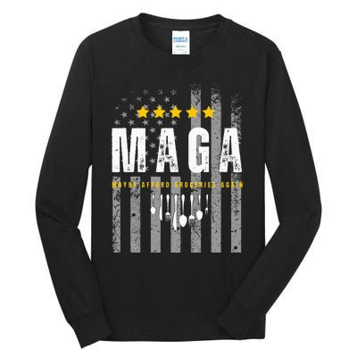 Funny Maga 2024 Maga Maybe Afford Groceries Again Tall Long Sleeve T-Shirt