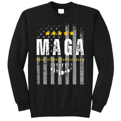 Funny Maga 2024 Maga Maybe Afford Groceries Again Tall Sweatshirt