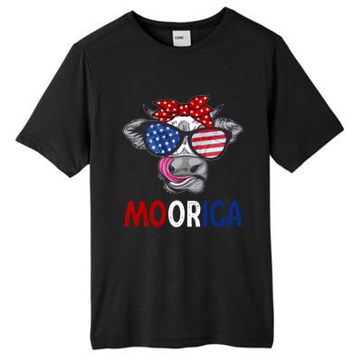 Funny Moorica 4th Of July American Flag Cow Gift Tall Fusion ChromaSoft Performance T-Shirt