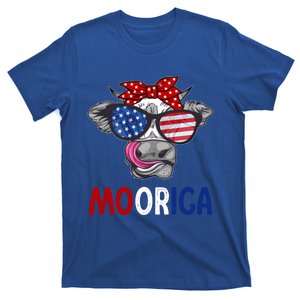 Funny Moorica 4th Of July American Flag Cow Gift T-Shirt