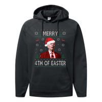 Funny Merry 4th Of Easter Joe Biden Xmas Ugly Swater Performance Fleece Hoodie