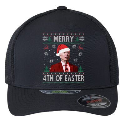 Funny Merry 4th Of Easter Joe Biden Xmas Ugly Swater Flexfit Unipanel Trucker Cap