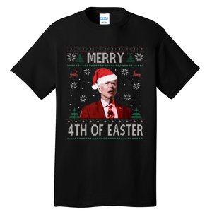 Funny Merry 4th Of Easter Joe Biden Xmas Ugly Swater Tall T-Shirt