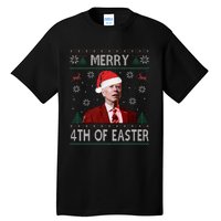 Funny Merry 4th Of Easter Joe Biden Xmas Ugly Swater Tall T-Shirt