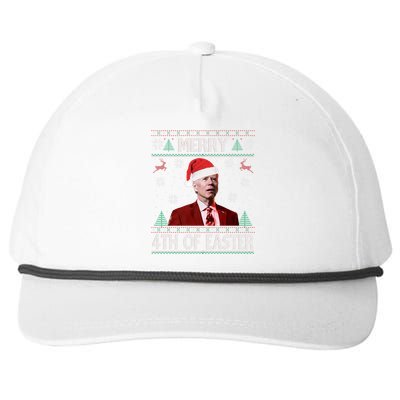 Funny Merry 4th Of Easter Joe Biden Xmas Ugly Swater Snapback Five-Panel Rope Hat