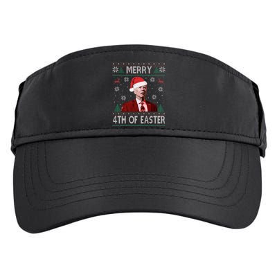 Funny Merry 4th Of Easter Joe Biden Xmas Ugly Swater Adult Drive Performance Visor