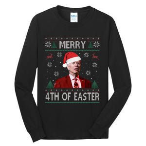 Funny Merry 4th Of Easter Joe Biden Xmas Ugly Swater Tall Long Sleeve T-Shirt