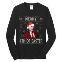 Funny Merry 4th Of Easter Joe Biden Xmas Ugly Swater Tall Long Sleeve T-Shirt