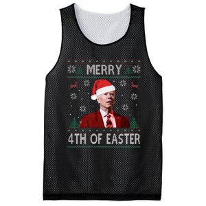 Funny Merry 4th Of Easter Joe Biden Xmas Ugly Swater Mesh Reversible Basketball Jersey Tank