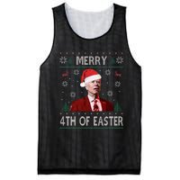 Funny Merry 4th Of Easter Joe Biden Xmas Ugly Swater Mesh Reversible Basketball Jersey Tank