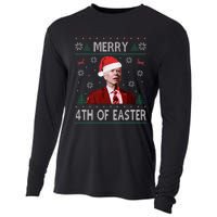 Funny Merry 4th Of Easter Joe Biden Xmas Ugly Swater Cooling Performance Long Sleeve Crew