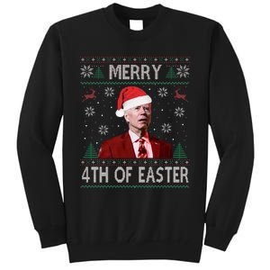 Funny Merry 4th Of Easter Joe Biden Xmas Ugly Swater Tall Sweatshirt