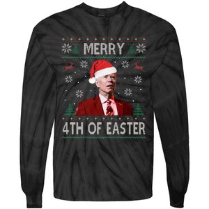 Funny Merry 4th Of Easter Joe Biden Xmas Ugly Swater Tie-Dye Long Sleeve Shirt