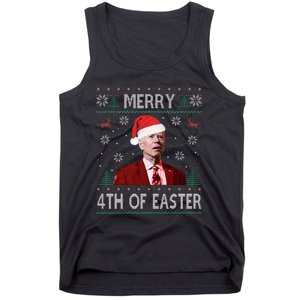 Funny Merry 4th Of Easter Joe Biden Xmas Ugly Swater Tank Top