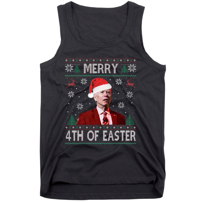 Funny Merry 4th Of Easter Joe Biden Xmas Ugly Swater Tank Top