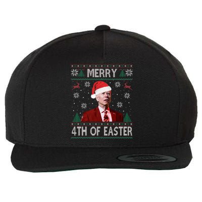 Funny Merry 4th Of Easter Joe Biden Xmas Ugly Swater Wool Snapback Cap