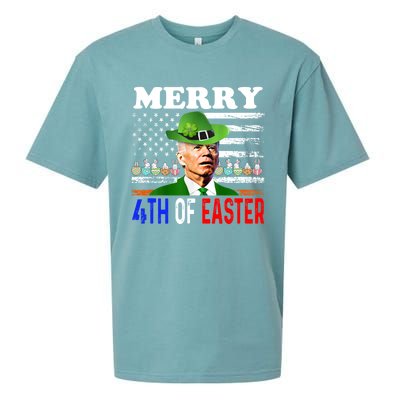 Funny Merry 4th Of Easter Joe Biden PatrickS Leprechaun Hat Great Gift Sueded Cloud Jersey T-Shirt