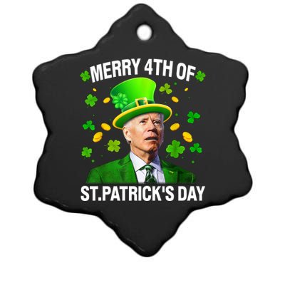 Funny Merry 4th Of St PatrickS Day Joe Biden Leprechaun Hat Gift Ceramic Star Ornament