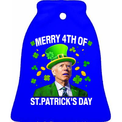 Funny Merry 4th Of St PatrickS Day Joe Biden Leprechaun Hat Gift Ceramic Bell Ornament