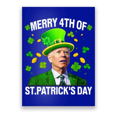 Funny Merry 4th Of St PatrickS Day Joe Biden Leprechaun Hat Gift Poster