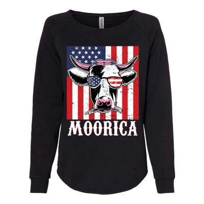 Funny Moorica 4th Of July Usa Flag Patriotic Cow Farmer Great Gift Womens California Wash Sweatshirt