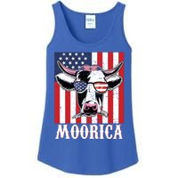 Funny Moorica 4th Of July Usa Flag Patriotic Cow Farmer Great Gift Ladies Essential Tank