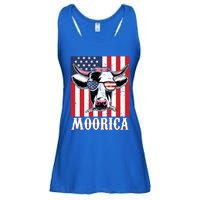 Funny Moorica 4th Of July Usa Flag Patriotic Cow Farmer Great Gift Ladies Essential Flowy Tank